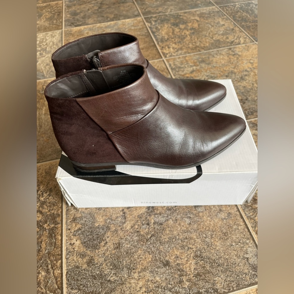 2/$7 Nine West Dark Brown Ankle Boots with box